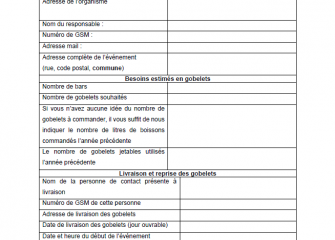 Formulaire de demande de gobelets réutilisables